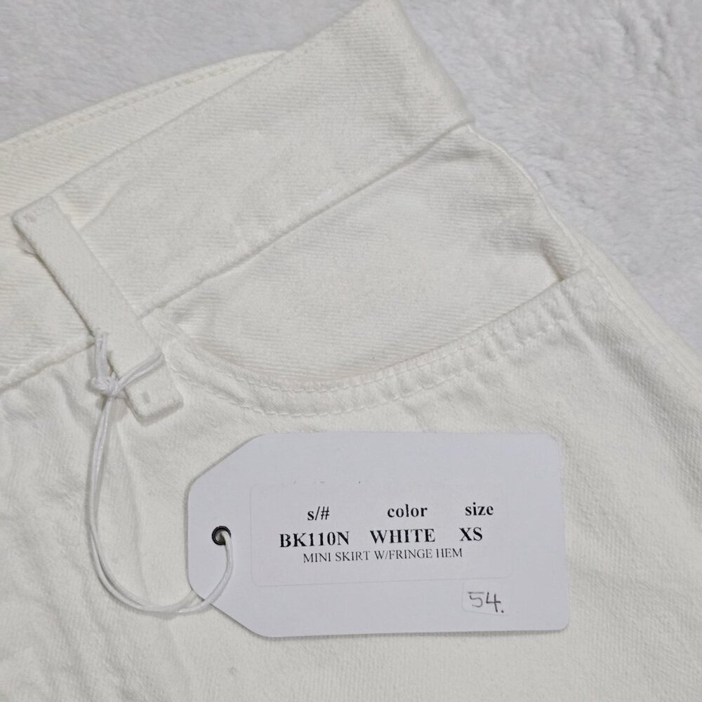 Just Black ✦ White High-Rise Denim Mini Skirt ✦ Raw Hem Structured Cotton XS NWT - Picture 8 of 12